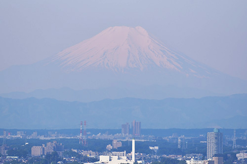 西側の窓からは、天気が良ければ富士山がよく見える。「さいたま市の景観計画により、これからも高い建物が建つ心配がなさそうです。この眺望がずっと楽しめると思うと嬉しいですね」