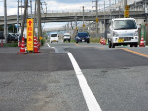 熊本地震で液状化した道路